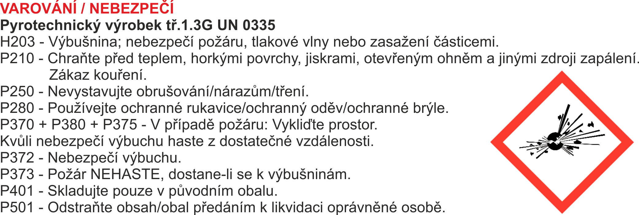 Bezpečnostní pokyny - pyrotechnika
